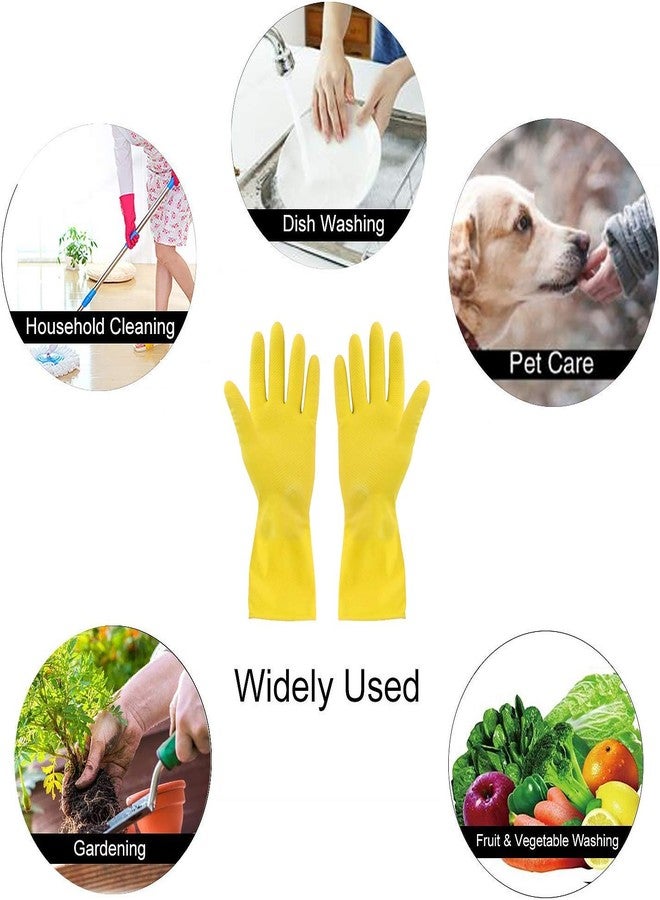 RBGIIT Seebuy Premium Reusable Latex Silicone Safety Gloves for Washing, Cleaning, Kitchen, Garden and Sanitation (Colors Yellow Blue May Vary, 5 Pair) (YW 02) - Image 3